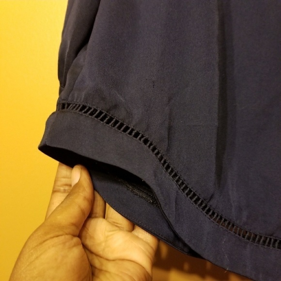 J. Crew Factory | Navy Blouse w/ Cutout Detail (Size Medium) - Picture 3 of 8